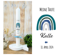 Load image into Gallery viewer, Baptism candle / confirmation candle &quot;Kalle&quot; rainbow - personalised
